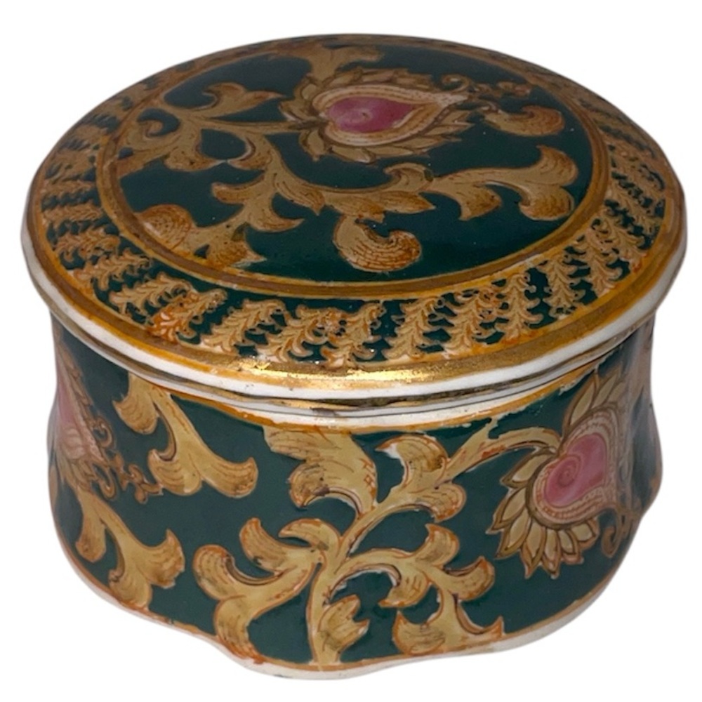 Oriental Accent Porcelain Gold Trimmed Trinket Dish